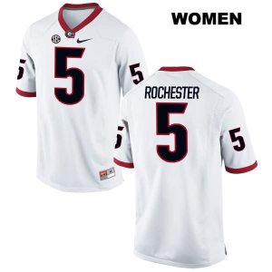 Women's Georgia Bulldogs NCAA #5 Julian Rochester Nike Stitched White Authentic College Football Jersey YTI8654IS